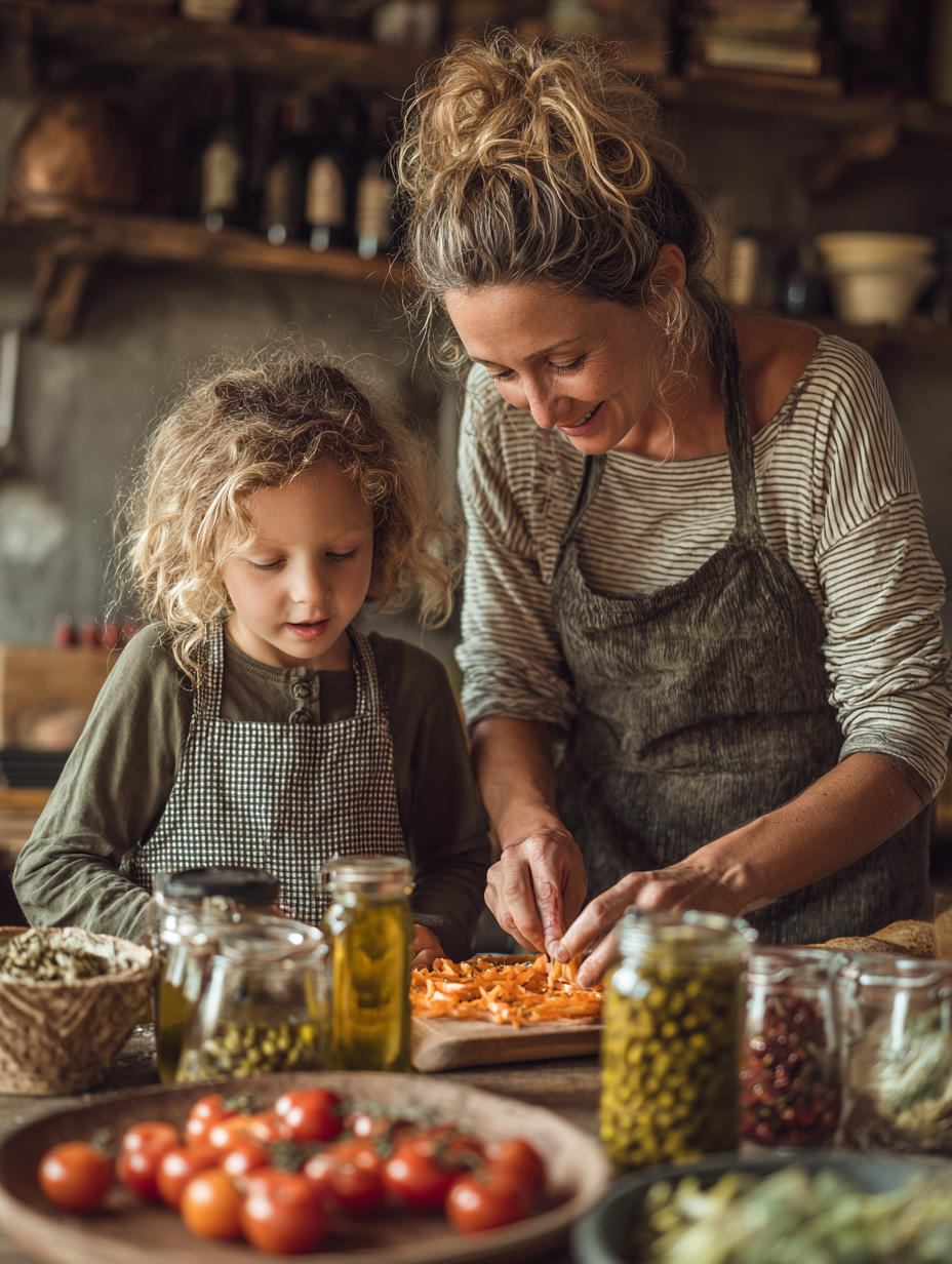 Сім'я готує корисну їжу
